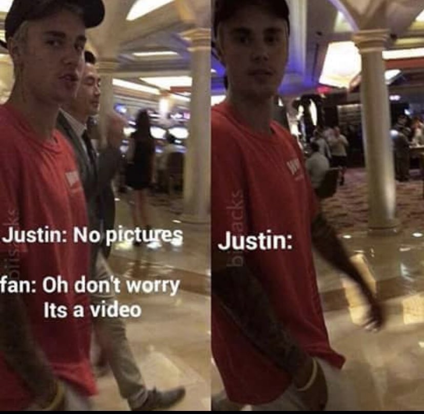 จัสติน: ไม่ถ่ายรูปนะครับ
แฟนคลับ: ไม่ต้องห่วงจ้ะ อันนี้วีดีโอ
จัสติน: ……