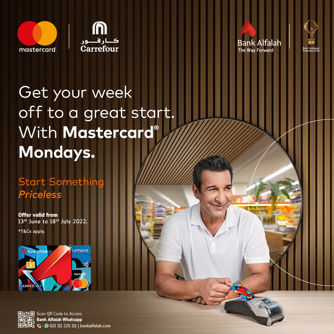 BankAlfalahPAK's tweet photo. Spend a minimum of Rs. 5,000 on the Carrefour App with your Bank Alfalah Mastercard Optimus Credit Card and get a discount of Rs.1,000, and a chance to win a Cricket Kit signed by Wasim Akram!
T&C Apply.
#BankAlfalah #Carrefour #OptimusCreditCard #Mastercard #BAFCards #Discount https://t.co/KLd05qsjOl