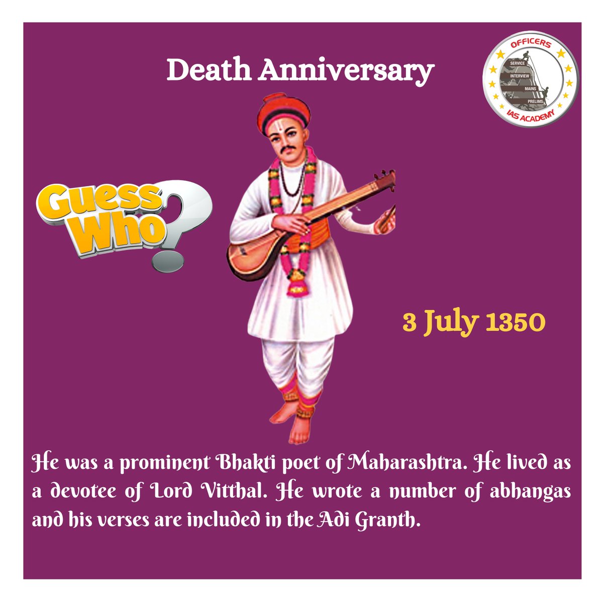 Important Bhakti Saints  #deathanniversary #generalknowlege #UPSC #civilservice