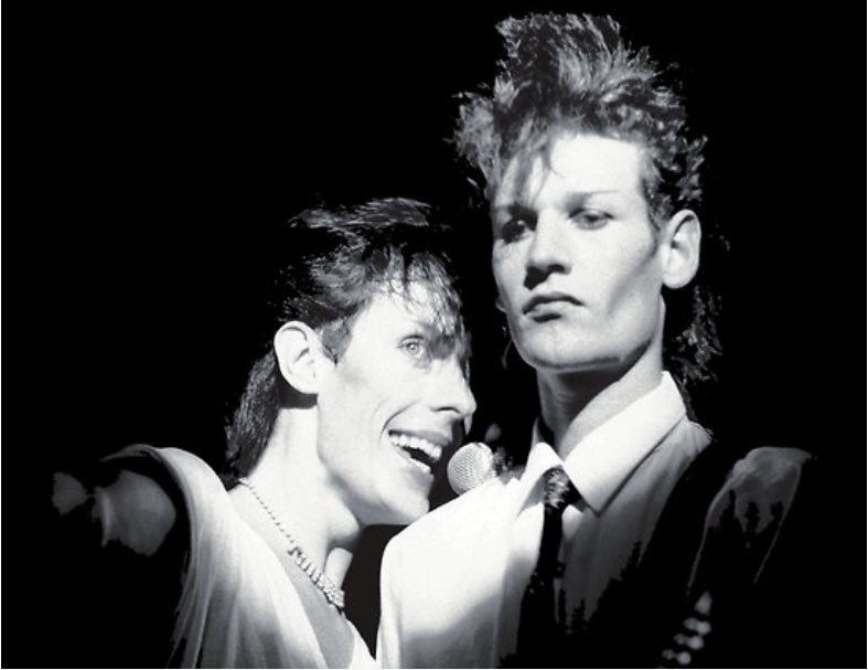 DreamerNoodle's tweet photo. Hate being alive when these two look like old men 😭😭😭 #bauhaus #petermurphy #danielash https://t.co/Yh6EIIuN4e