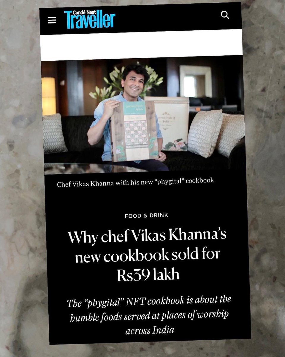TheVikasKhanna's tweet photo. The first ray of Sun over London skies. 

As I landed at Heathow, this is what I saw on Condé Nast - Why chef Vikas Khanna’s new cookbook sold for Rs39 lakh (USD 50,000). 

Let’s keep pushing &amp; creating magic of Indian Cuisine. 
@CNTIndia @akshayaNFT 
#NewBenchmarks 
#DreamBig https://t.co/CUPhUkalgS