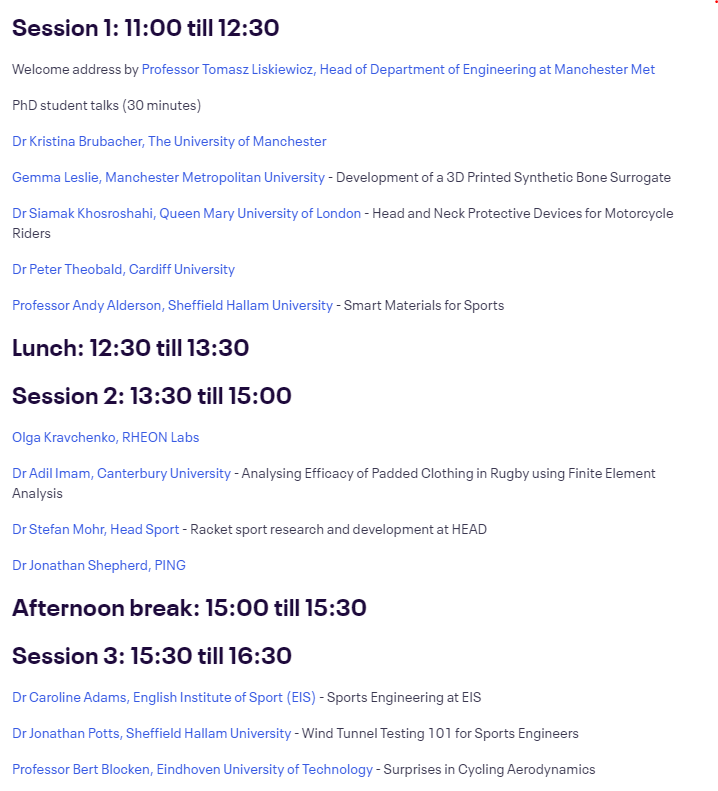 SportsEngUK's tweet photo. We have some excellent speaks lined up for our UK Sports Engineering Seminar Day on 7th September.

👇👇👇 https://t.co/pOrwyTYEGS