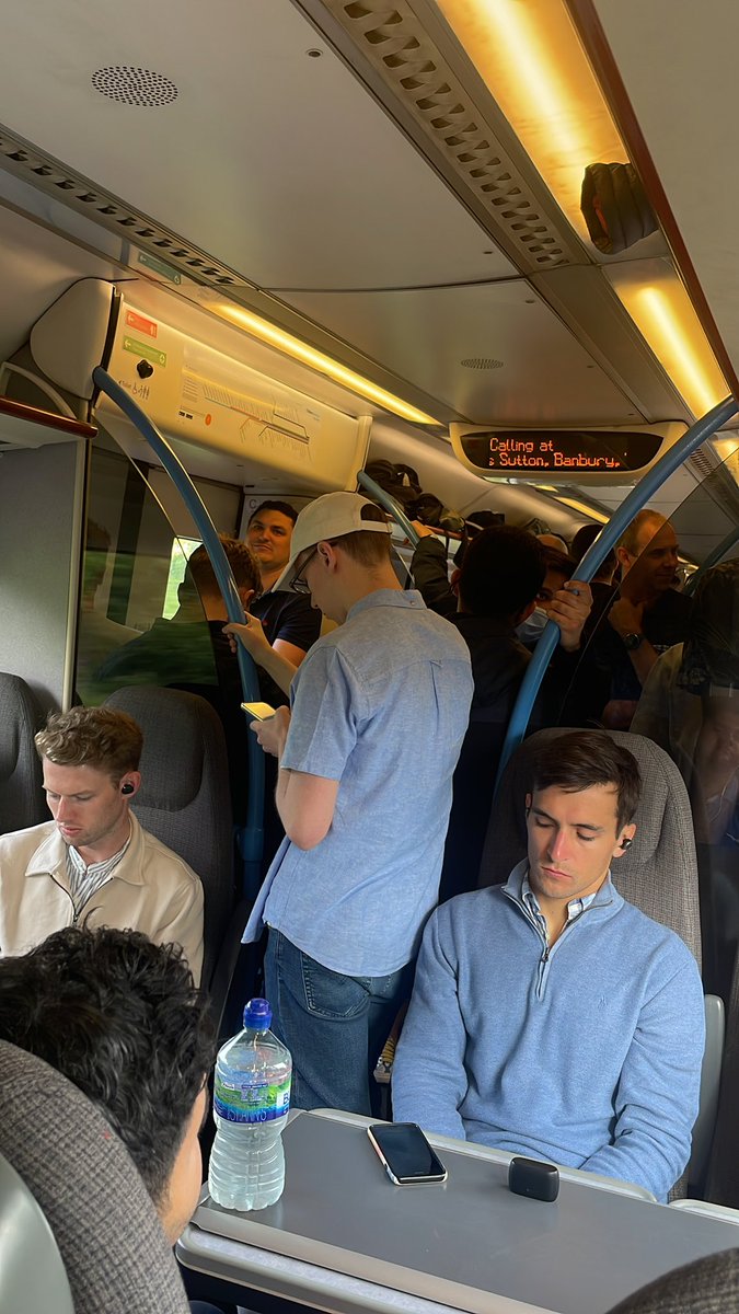 martin_edw's tweet photo. Standing room only on the 0800 2hr journey from Marylebone to watch @englandcricket at @Edgbaston.  Why only the 4 coaches @chilternrailway? https://t.co/ioQWMDUpNU