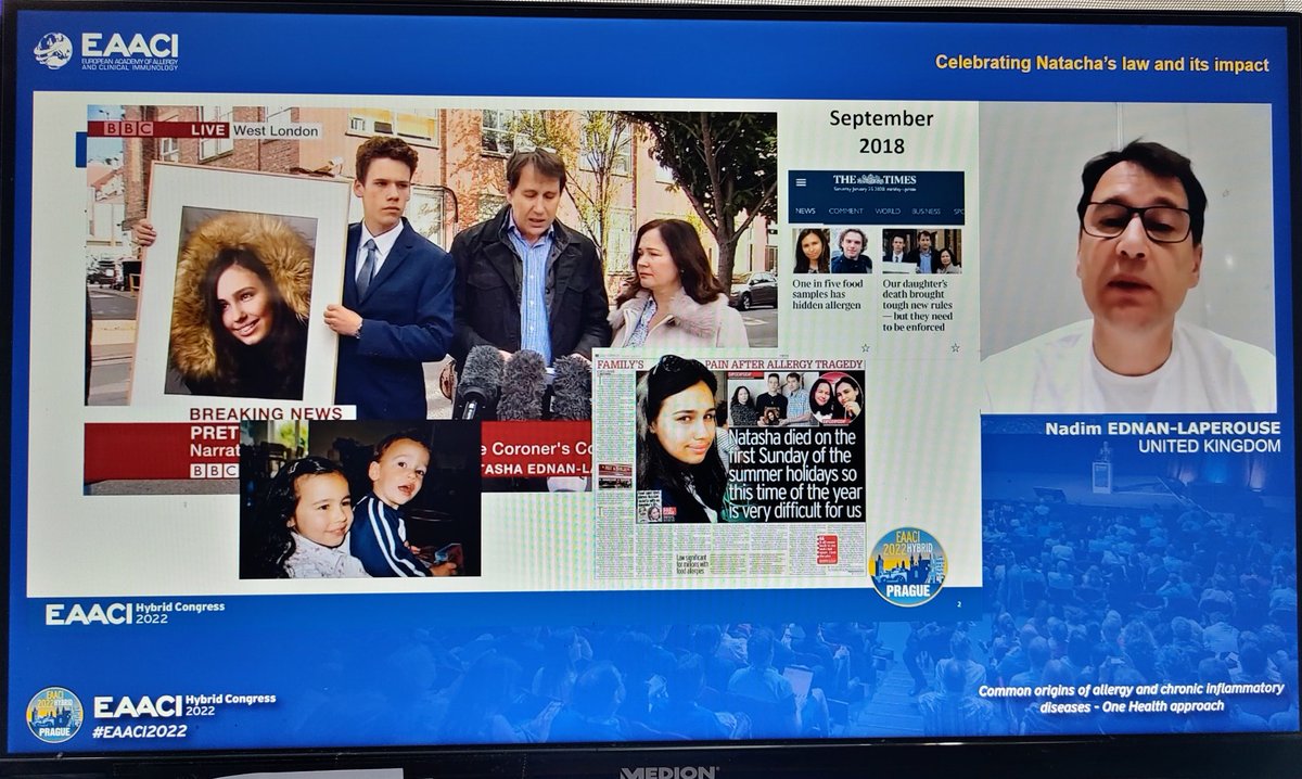 #eaaci2022 Nadim Ednan-Laperouse addressing the background of Natacha's law. Impactful story on how a personal tragedy has led to a major initiative to protect foid allergic patients