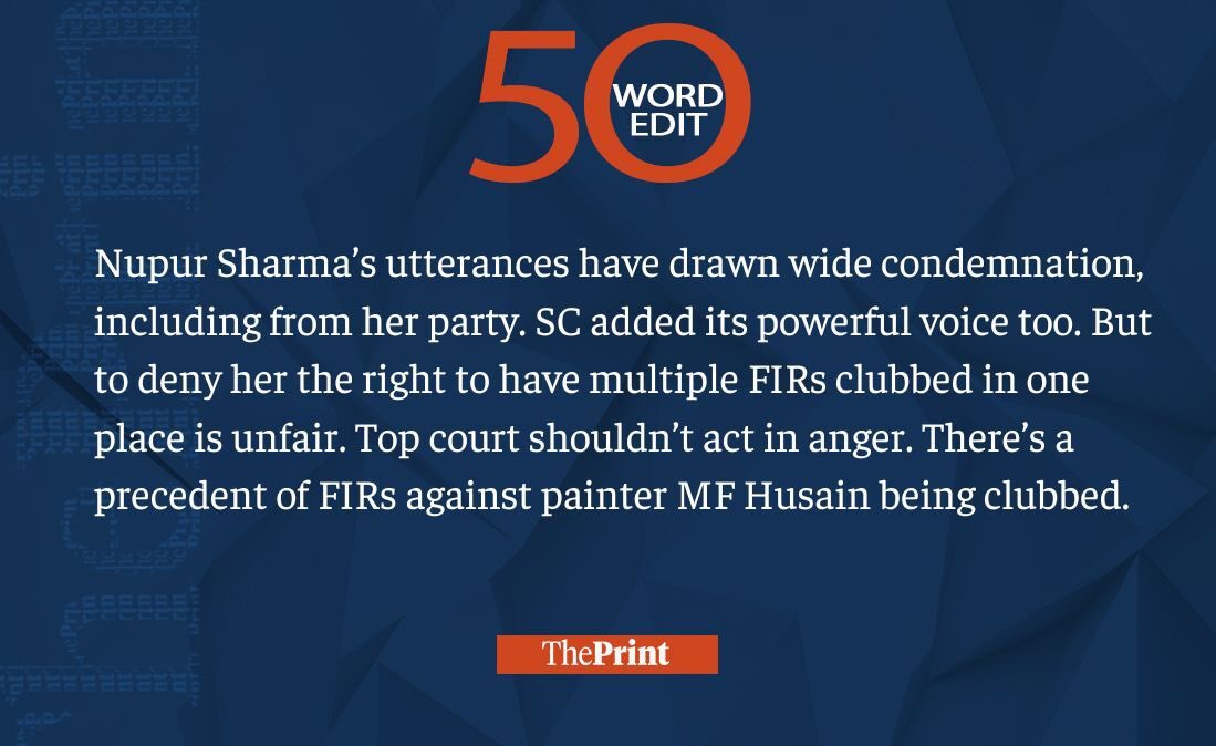 Our #50WordEdit on SC &amp; Nupur Sharma