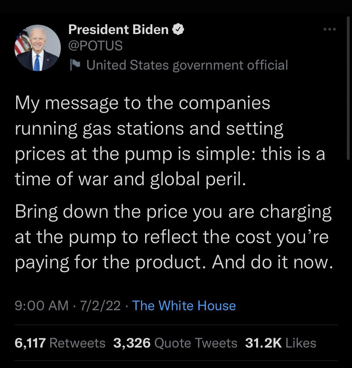 Gas stations don’t cause inflation. Wars don’t cause inflation. Saudi Arabian princes don’t cause inflation. Oil companies don’t cause inflation. They can’t print money. Governments print money. Governments cause inflation. This tweet is an insult to your intelligence.