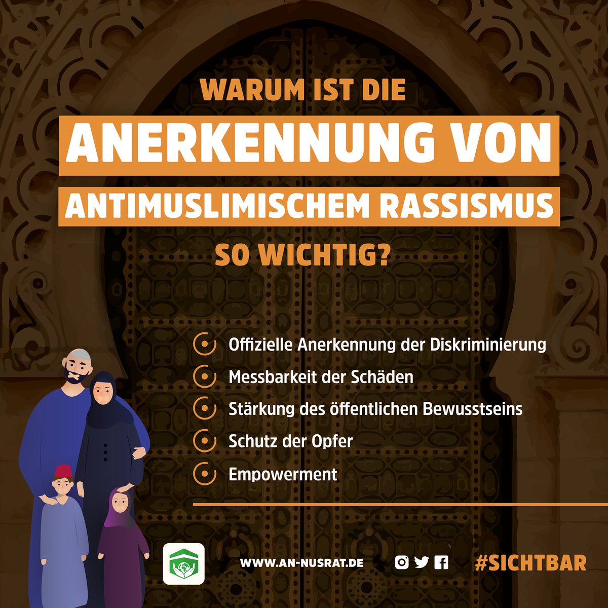 AnNusratDE's tweet photo. Oftmals, so der Eindruck, wird Antimuslimischer Rassismus verharmlost oder gesellschaftlich nicht ernst genommen. Dabei ist ein klares Verständnis aus verschiedenen Gründen von großer Wichtigkeit.

#sichtbar #rassismus #germanyisformany https://t.co/mrLe4tG8Tx