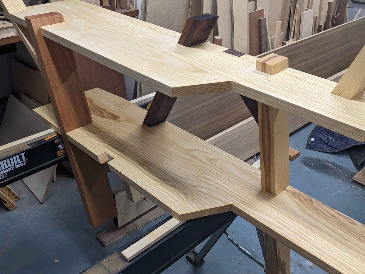 TianWoodwork's tweet photo. Started finishing finally, this time we are going easy and will just put on a few coats of Trued and True Danish oil. The ash is getting yellower than I wanted but ok. #project59 https://t.co/DaJE1h92o1