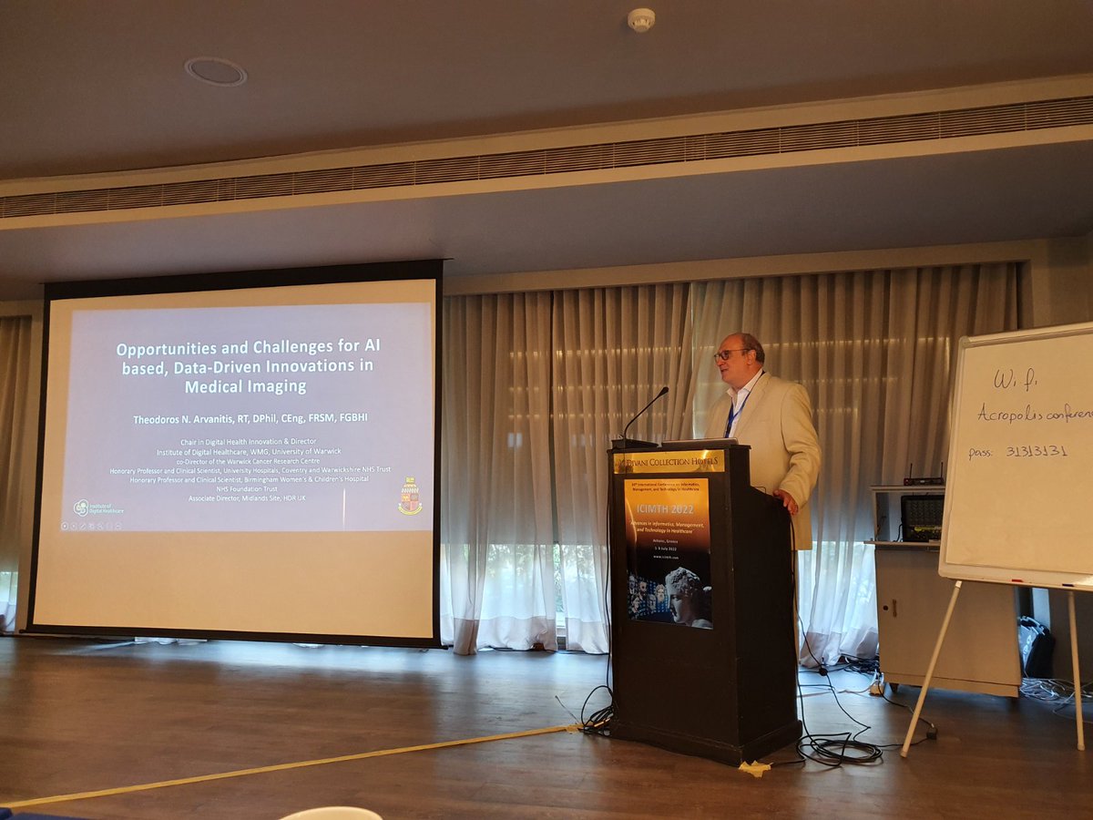 IDH Warwick (@idhwarwick) on Twitter photo Our Prof <a href="/TheoArvanitis/">Prof Theo Arvanitis</a> has presented his keynote on "Opportunities and Challenges for AI based, Data-Driven Innovations in Medical Imaging" at #ICIMTH2022 conference, discussing his long standing work in childhood brain tumours' radiomics.
<a href="/IDHwarwick/">IDH Warwick</a> <a href="/wmgwarwick/">WMG</a> <a href="/warwickuni/">University of Warwick</a> Our Prof <a href="/TheoArvanitis/">Prof Theo Arvanitis</a> has presented his keynote on "Opportunities and Challenges for AI based, Data-Driven Innovations in Medical Imaging" at #ICIMTH2022 conference, discussing his long standing work in childhood brain tumours' radiomics.
<a href="/IDHwarwick/">IDH Warwick</a> <a href="/wmgwarwick/">WMG</a> <a href="/warwickuni/">University of Warwick</a>