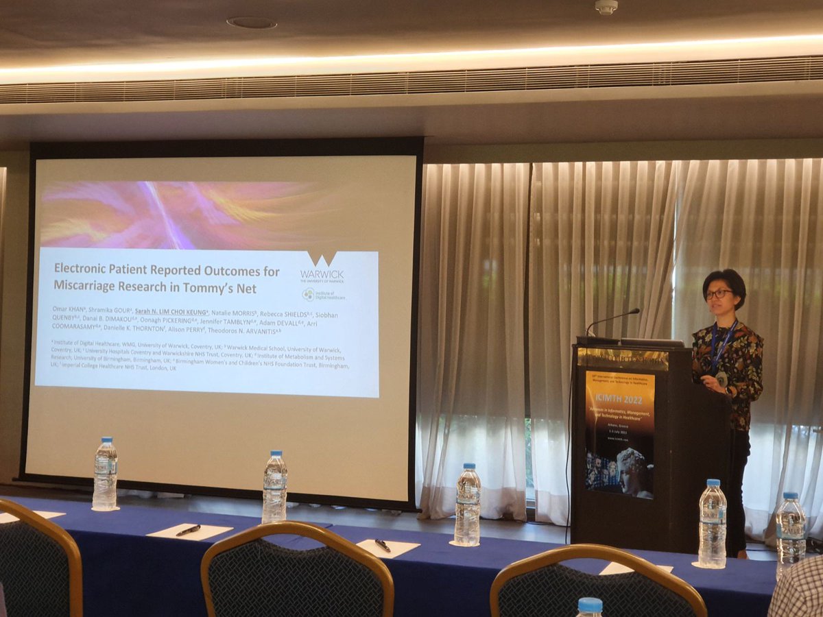 IDH Warwick (@idhwarwick) on Twitter photo Our colleague <a href="/DrSarahLim/">Sarah N. Lim Choi Keung</a> is presenting the work of Tommy's Net on Electronic Patient Reported Outcomes for Miscarriage Research (ebooks.iospress.nl/volumearticle/…) at #ICIMTH2022 based on the collaboration of <a href="/IDHwarwick/">IDH Warwick</a> <a href="/warwickuni/">University of Warwick</a> <a href="/unibirmingham/">Uni of Birmingham</a> <a href="/imperialcollege/">Imperial College London</a> <a href="/tommys/">Tommy's</a> <a href="/TheoArvanitis/">Prof Theo Arvanitis</a> Our colleague <a href="/DrSarahLim/">Sarah N. Lim Choi Keung</a> is presenting the work of Tommy's Net on Electronic Patient Reported Outcomes for Miscarriage Research (ebooks.iospress.nl/volumearticle/…) at #ICIMTH2022 based on the collaboration of <a href="/IDHwarwick/">IDH Warwick</a> <a href="/warwickuni/">University of Warwick</a> <a href="/unibirmingham/">Uni of Birmingham</a> <a href="/imperialcollege/">Imperial College London</a> <a href="/tommys/">Tommy's</a> <a href="/TheoArvanitis/">Prof Theo Arvanitis</a>