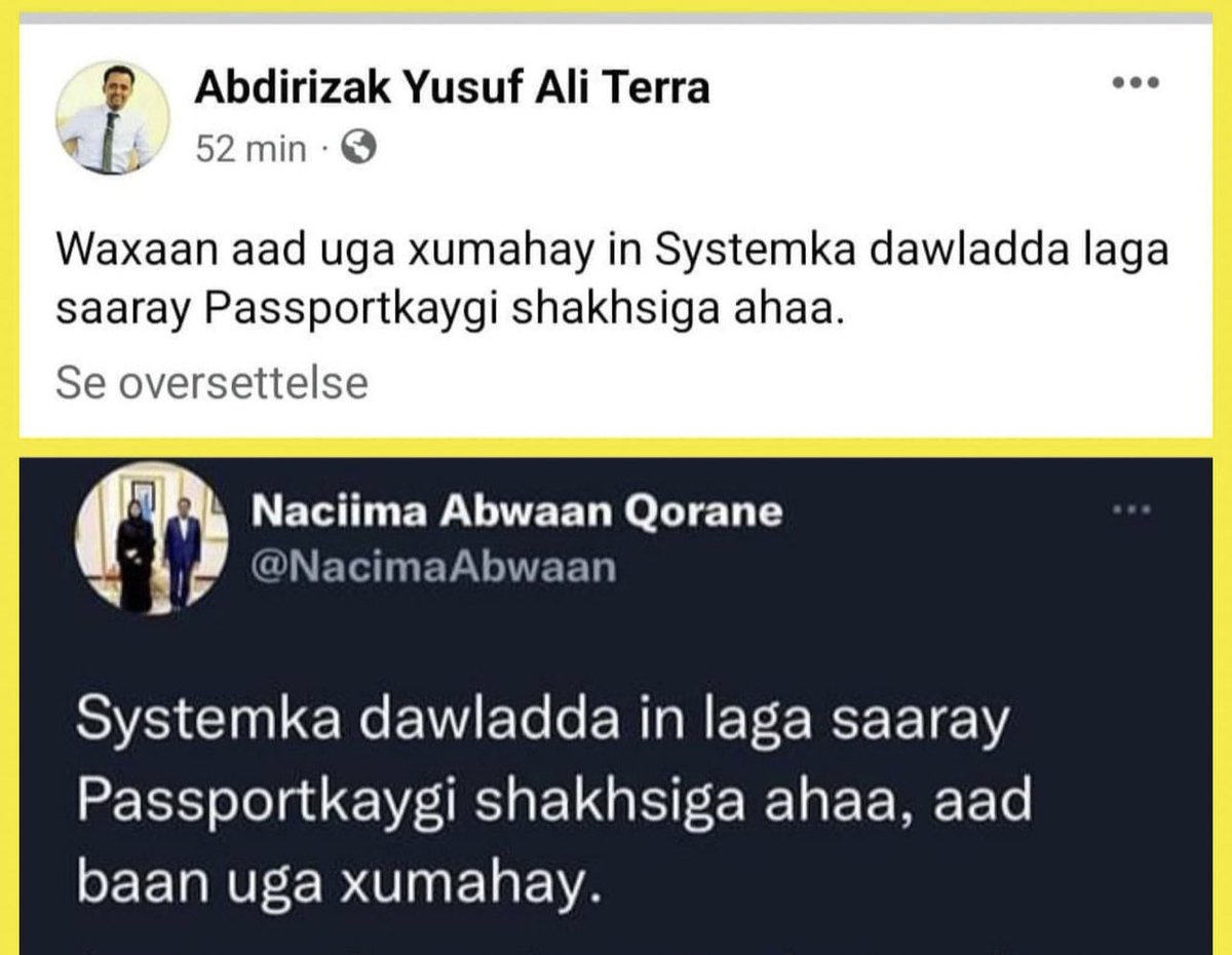 Xaq uma lihid diplomatic passport CBB nimo laguugu siiyay. 

Fadlan safaarada taga ee passport ka shacabka dalbada.