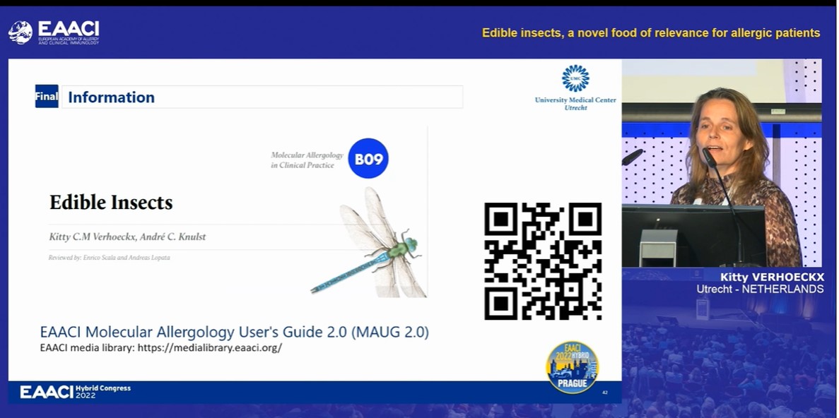 📢Kitty Verhoeckx (The Netherlands) promoting the outstanding  #EAACI #MolecularAllergology User's Guide 2.0 #MAUG2 and the Chapter on Edible insects 👏👏👏