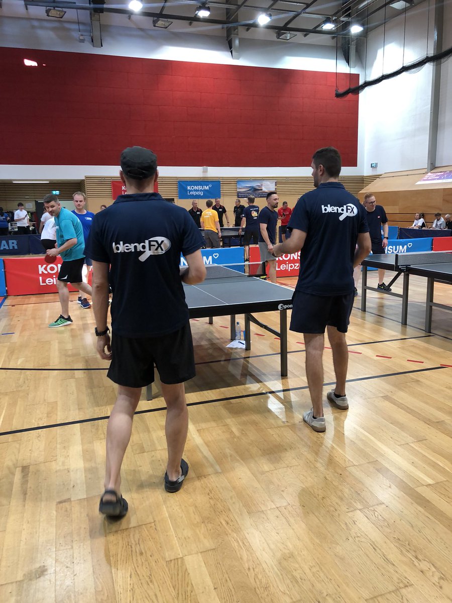 blendFX_'s tweet photo. We‘re playing the Leipzig tabletennis company cup again! @noemisDE is wearing his magic power-crocs again. He can’t loose! :) #pingpong #tabletennis #ttfirmencup #firmencup #leipzig https://t.co/vC9Z5oT2WM
