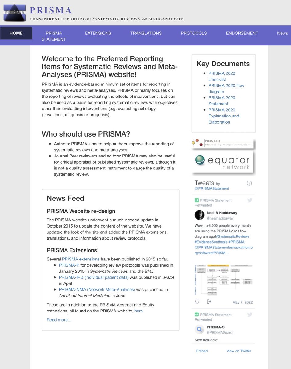 ¿Ya conoces PRISMA?

Se ha traducido a varios idiomas, incluido el español. 

Te permitirá estructurar el reporte de tus revisiones sistemáticas y metaanálisis. 

Cuenta con toda la literatura y plantillas necesarias para facilitar  tu trabajo. 

♾️ prisma-statement.org