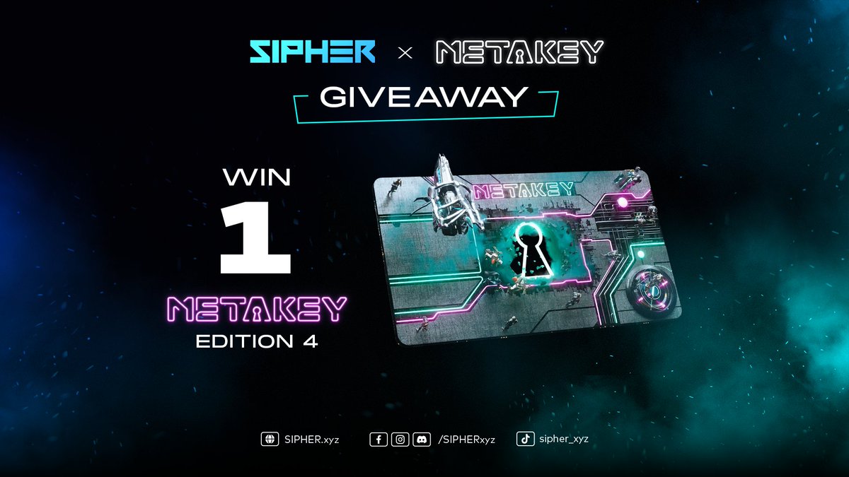 Look alive Sipherians!

Our merc’s latest gamble with <a href="/themetakey/">Metakey</a> in NEW GANYMEDE had paid off handsomely.

A new bounty is up for grabs💰

Win 1 Metakey: Edition 4 courtesy of our friends from Metakey.

1️⃣Like + RT
2️⃣Follow @SIPHERxyz <a href="/themetakey/">Metakey</a>
3️⃣Tag your frens

48 hours 🎉
