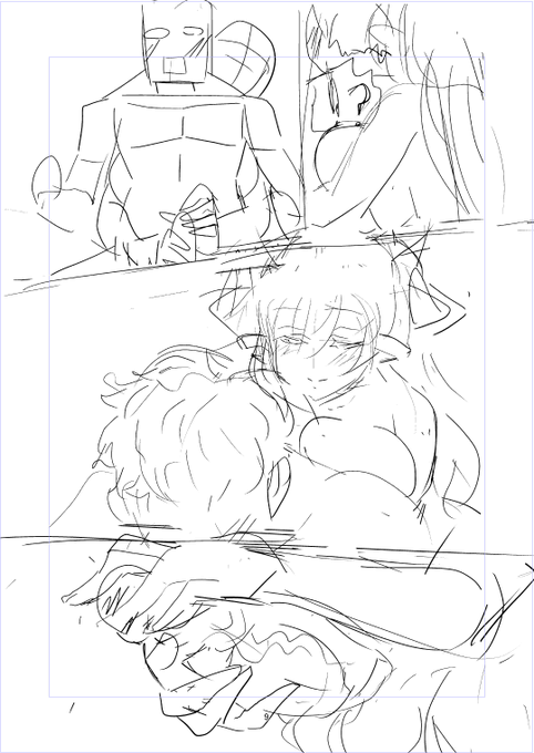 コミケ グラブル ガレヲン本の Hシーンの大ラフ 一部あげ 