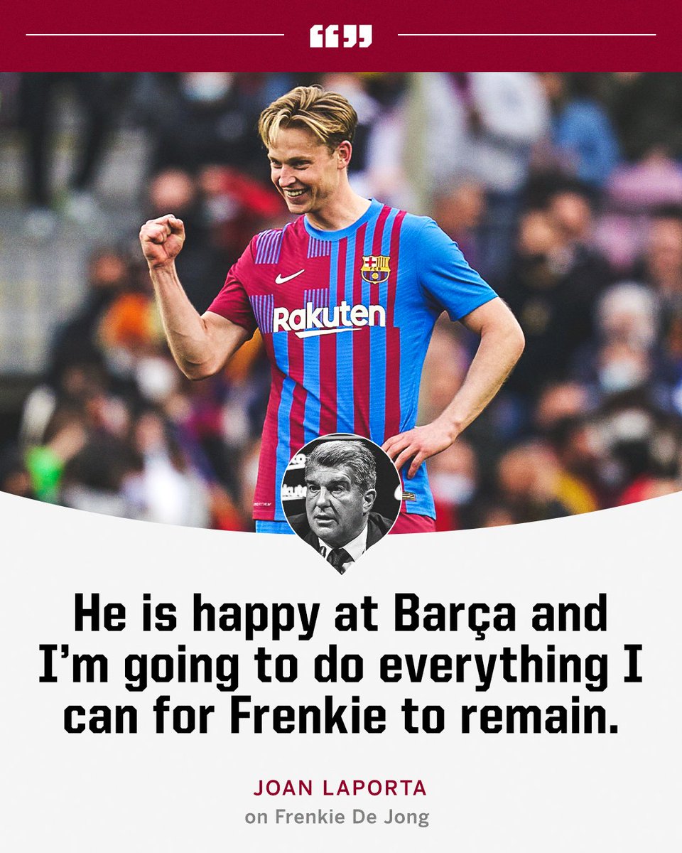 ESPNFC's tweet photo. Joan Laporta wants to ensure Frenkie de Jong stays a Barça player 😤 https://t.co/bigMKUCx2E