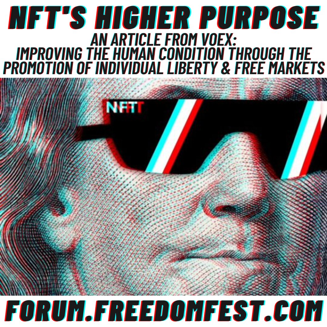 TheFreedomFest's tweet photo. "Going forward, the true promise of NFTs will not depend solely on creating wealth but, more importantly, will rely on creating value." -Joseph DiFiglia, #FreedomFestForum https://t.co/HHORmdIkYt
#FFest22 #TurningTheTide #TheFreedomFest #NFTs https://t.co/iAvag3QmXs