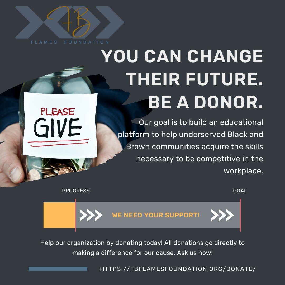 FBFlamesFound's tweet photo. Your donations are needed to help us build our educational platform to better provide programs and resources to our communities. Please RT for reach.
https://t.co/mPH4g7aFog
#FBFF #FLAMESFoundation #workforcedevelopment #techcareers #nonprofit https://t.co/WS67TR2YEo