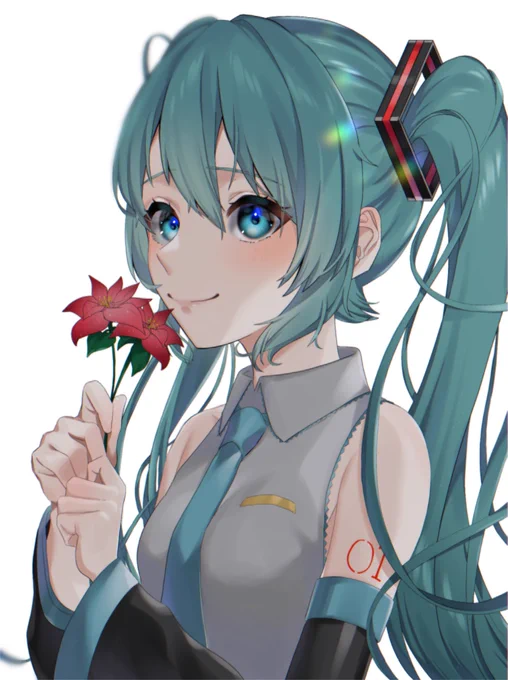 Nika○ちゃん(@Nikawa0831 )の可愛いミクさんの線画塗らせていただいた! 