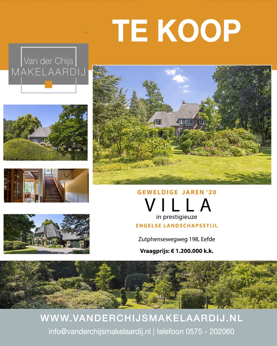 chijsmakelaar's tweet photo. TE KOOP! Bijzondere jaren '20 villa met verrassend diepe Engelse landschapstuin. Meer info: https://t.co/dzlfUtpIHW. Zutphenseweg 198, Eefde. Vandaag op social media, morgen pas of funda! #vanderchijsmakelaardij #meesterinvastgoed #plusconcept #makelaar #Zutphen #Eefde #highend https://t.co/40xLVWmyzg