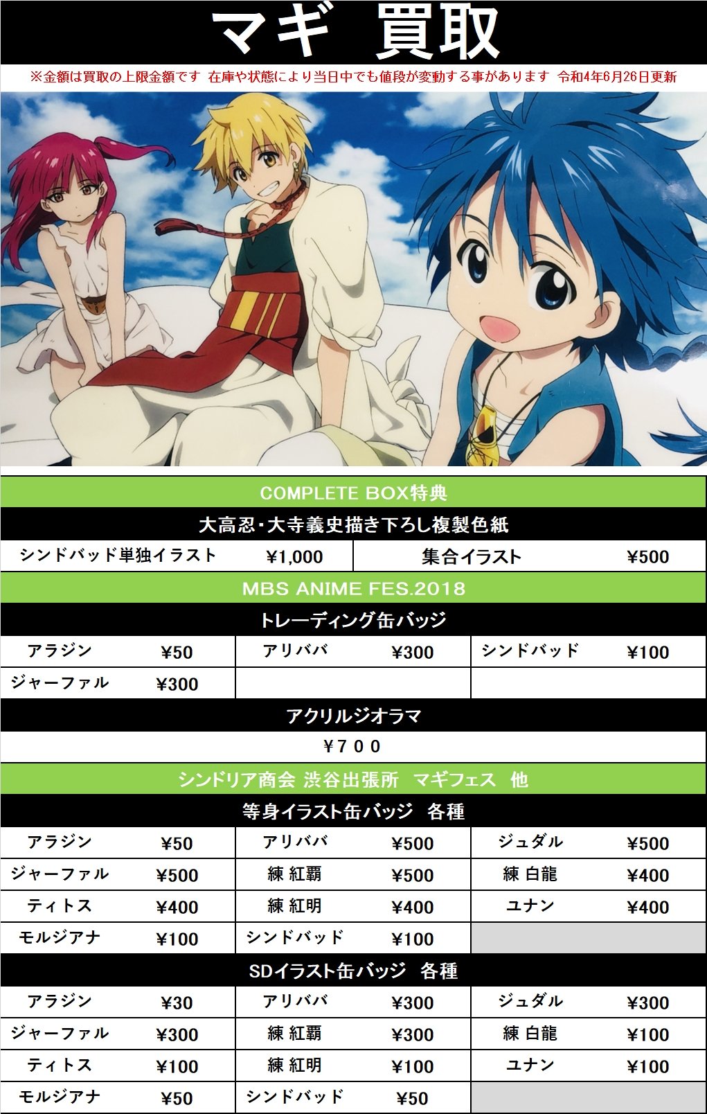 ジュダル シンドリア商会 缶バッジ（K-BOOKS キャラ館 on X