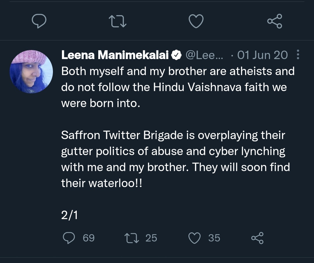 @SanatanWomen @LeenaManimekali @HMOIndia @MEAIndia Atheist my foot!
Why do al Atheists mock Hindu Gods only?
They propagate Hindu hatred in d garb of atheism. She shud try making such picture of Aye&ha or M@ry, it will go well wd the Rythems of #CanadaDay

@HMOIndia @PMOIndia show some spine now
#CanadaDay2022 #HinduLivesMatters