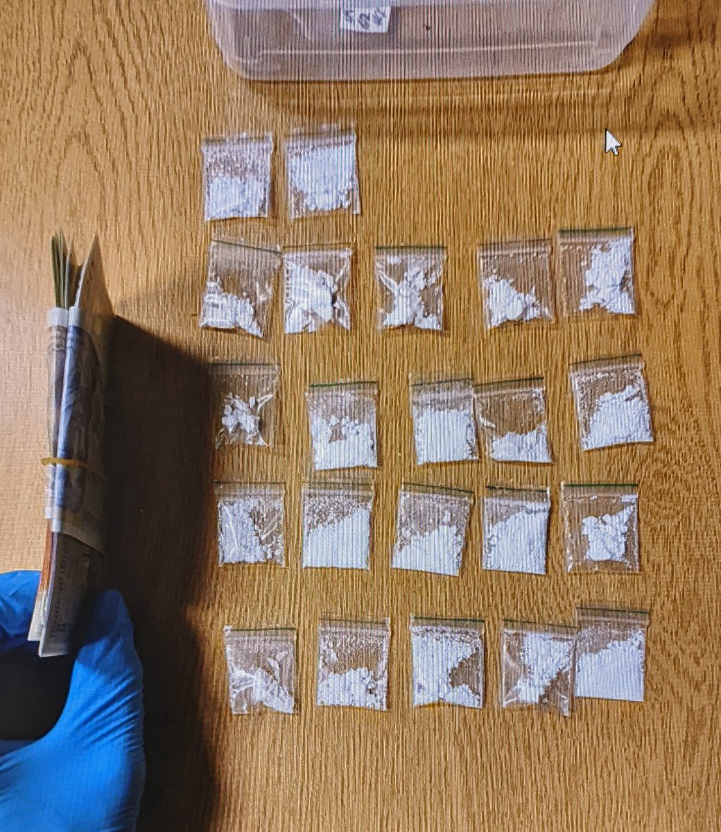 PoliceSudbury's tweet photo. Proactive stop last night by #Sudbury #SNT & male arrested for drugs offences. Subsequent search of his address by #NRT3 uncovered a significant amount of what is believed to be class A drugs and a taser device. #PC1859👮♂️ #PC1796👮♂️#NRT3👮♂️👮♂️👮♂️👮♀️#WeAreSudbury https://t.co/vwjbtf60Vk
