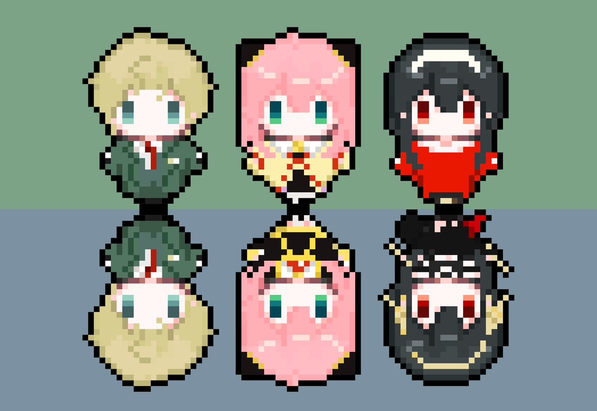 フォージャー家のドット絵 Spy Family スパイファミリー Sakumin ｺﾐﾃｨｱこ19bのイラスト