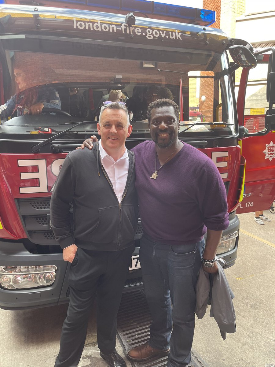 LFBWestminster's tweet image. Chief Boden from Chicago Fire popped in yesterday to support Pride at Soho Fire Station👍🏻👊@LondonFire