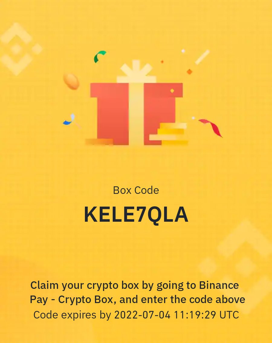 KryptoSBN's tweet photo. Code for free BUSD .
50 Lucky People 🥰🥰🥰.

Code : KELE7QLA

HOW TO REDEEM :Go to Binance pay centre, select  crypto box ,select receive and enter the code to redeem. 🎉🎉

 Follow, like &amp; RT

#CryptoGiveaways https://t.co/aArSlI6gJH