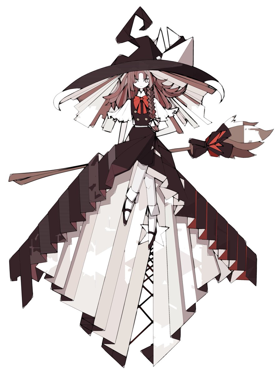 kirisame marisa 1girl solo witch hat hat bow broom red bow  illustration images