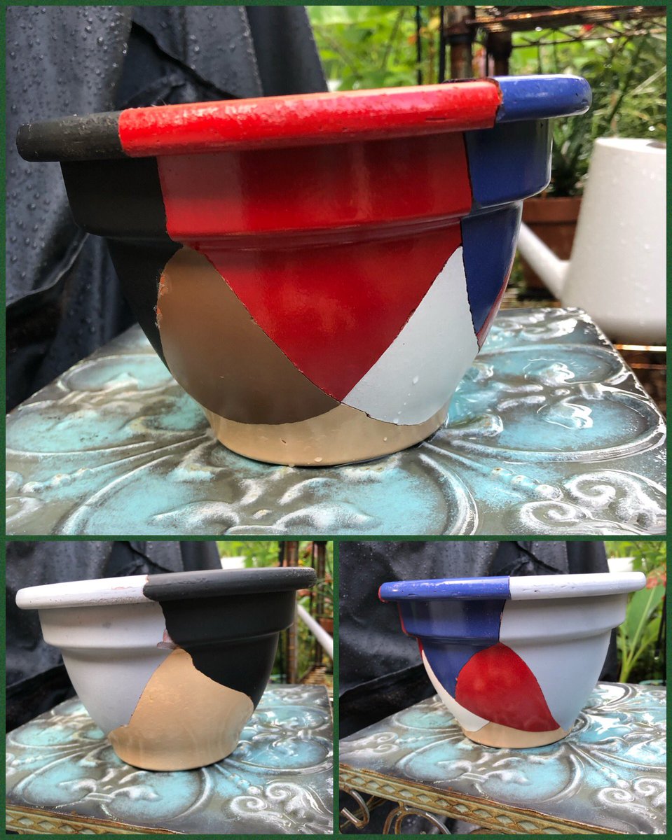 ilenagm's tweet photo. #DYI Here is a cute project my husband made for me. I use a lot of clay pots which means I break a lot of pots. He painted each piece a different color and glued it back together. My favorite pot now π₯°
#GardeningTwitter #DYIProjects #summer https://t.co/KFMvZ2Qyjo