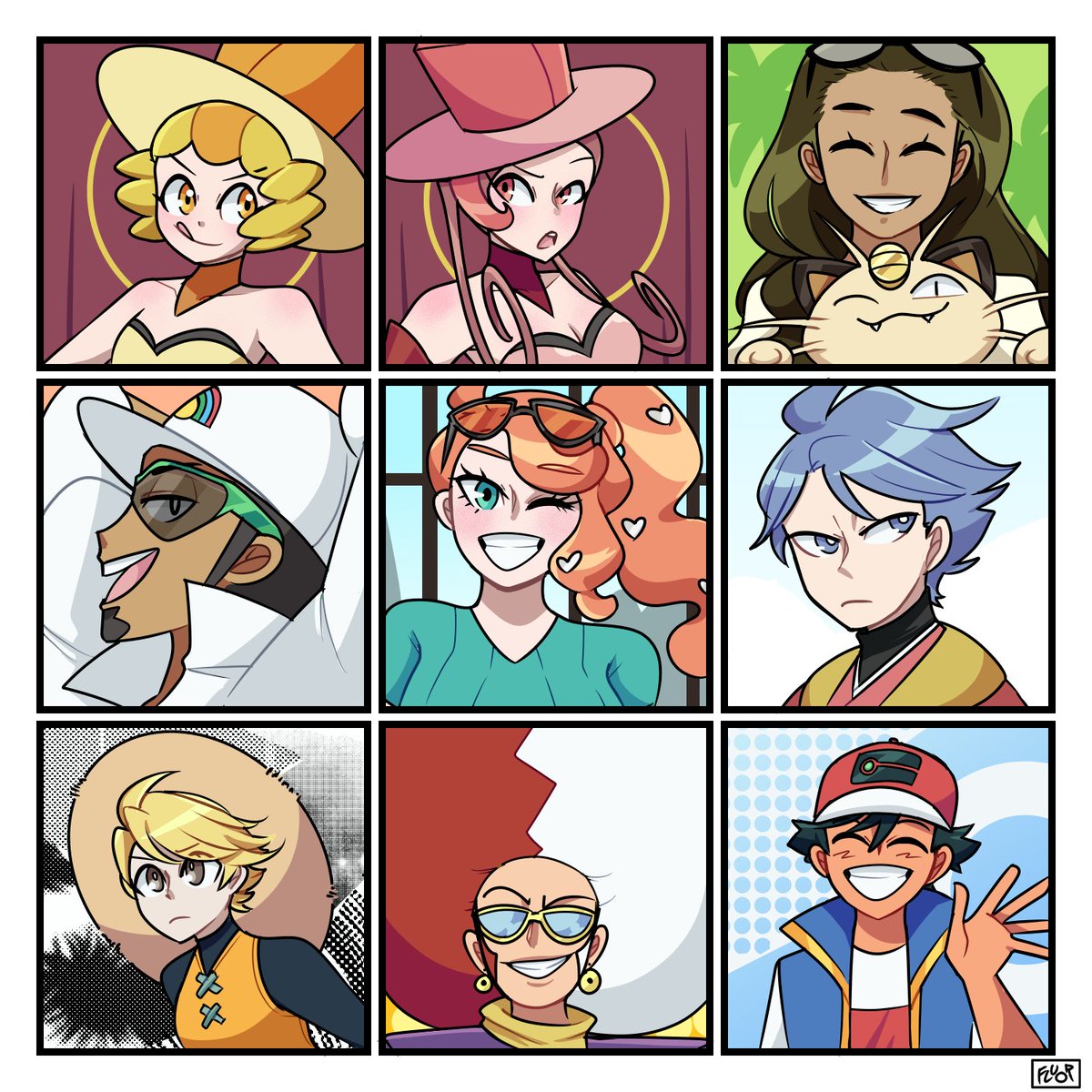 [#Pokemon] Finally, the last part of the 5k follower special Twitter request portraits! This part's theme is "everyone who didn't fit any of the previous categories". As always, the characters are listed in the alt text! 