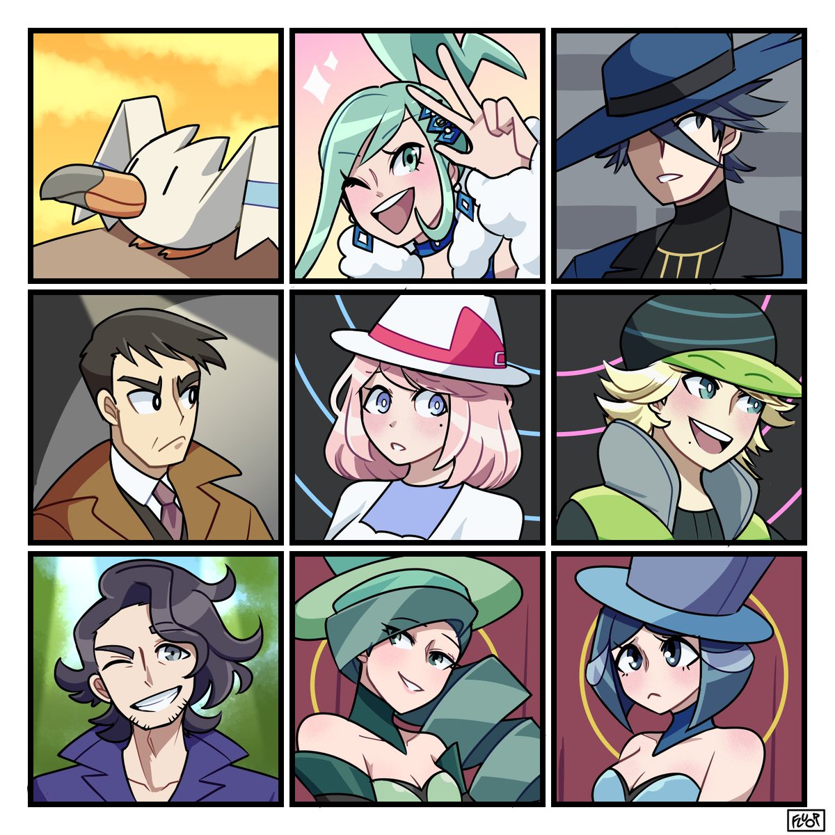 [#Pokemon] Finally, the last part of the 5k follower special Twitter request portraits! This part's theme is "everyone who didn't fit any of the previous categories". As always, the characters are listed in the alt text! 