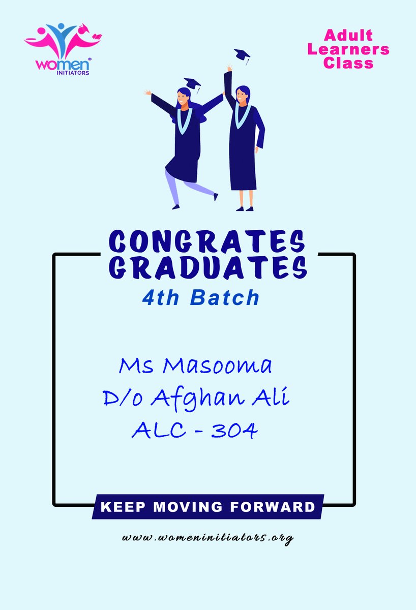WomenInitiators's tweet photo. “The most important thing in your life is to live your life with integrity and to not give into peer pressure to try to be something that you’re not.” —Ellen DeGeneres
Congratulations to Maooma D/o Afghan Ali on your graduation 2022 as 4th Batch of Adult Learners Class. https://t.co/eYSeNBitzB