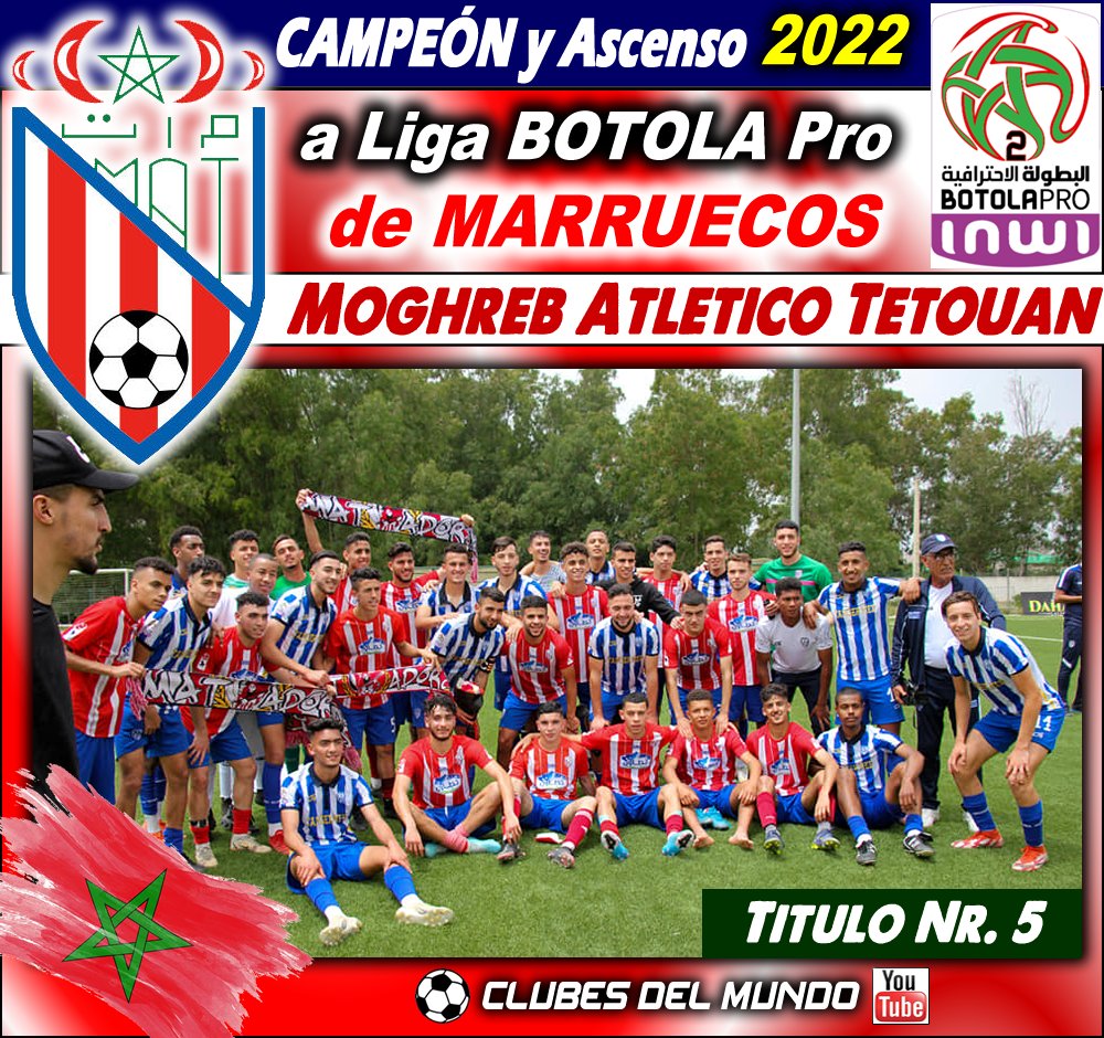 Clubes del Mundo (@clubsdelmundo) on Twitter photo El MOGHREB ATLETICO TETOUAN se proclamo Campeón de la 2ª División MARROQUI, y asciende a la Botola 1. Este Club fue conocido también como ATLETICÓ TETUAN, y participo una Temporada en la 1ª División Española. #Tetuan #MoghrebTetouan #Tetouan #Marruecos <a href="/MAtleticoTetuan/">Moghreb A. Tetuan</a> El MOGHREB ATLETICO TETOUAN se proclamo Campeón de la 2ª División MARROQUI, y asciende a la Botola 1. Este Club fue conocido también como ATLETICÓ TETUAN, y participo una Temporada en la 1ª División Española. #Tetuan #MoghrebTetouan #Tetouan #Marruecos <a href="/MAtleticoTetuan/">Moghreb A. Tetuan</a>
