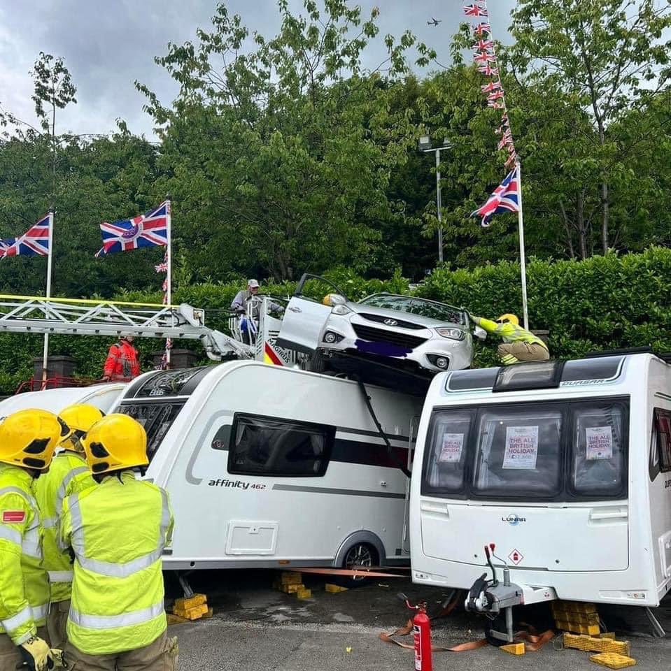 Glossop Caravans. This has been described as a “Parking Mishap” … 🙈