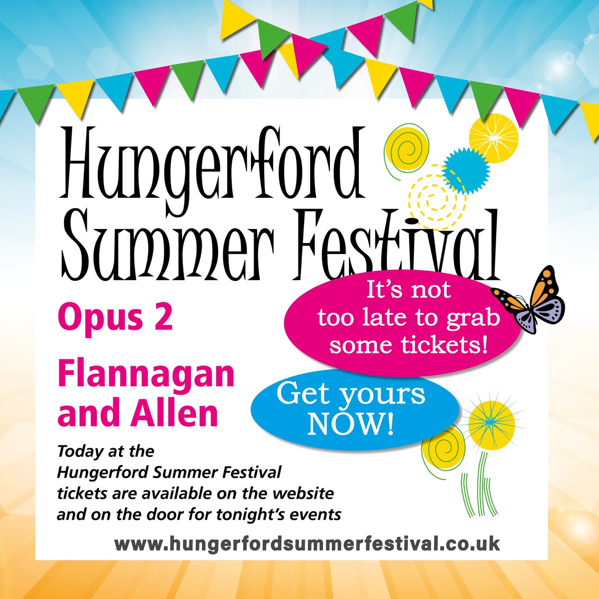 It's not too late to grab some tickets for tonights entertainment grab your tickets here:
hungerfordsummerfestival.co.uk/events
Or on the door
See you there