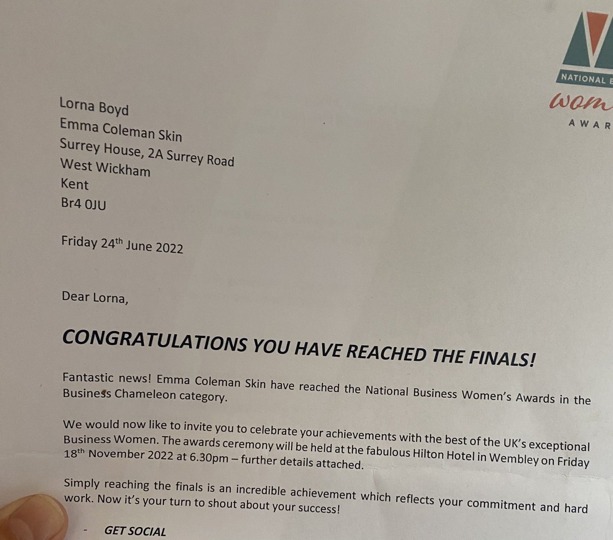 THIS 😀 🎉🤩🍾 <a href="/nbwawardsuk/">National Business Women's Awards</a> #finalist #nbwa #exciting #weekend 🤞🏻