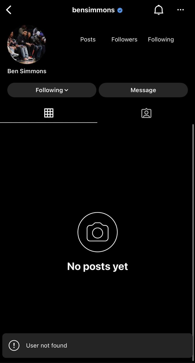 TheHoopCentral's tweet photo. Ben Simmons appears to have disabled his Instagram account. https://t.co/AOgr6Bi4lu