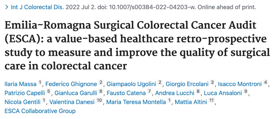 Federico Ghignone (@fedeghigno) on Twitter photo Today we officially lay the first stone of an exciting path with the ultimate goal of improving outcomes after surgery for CRC
The ESCA protocol is now available at bit.ly/3AE63U7
<a href="/SpringerSurgery/">Springer Nature Surgery</a> <a href="/ESSOnews/">European Society of Surgical Oncology (ESSO)</a> <a href="/escp_tweets/">European Society of Coloproctology</a> <a href="/SICOBoard/">SICO</a> <a href="/acoi_it/">Acoi</a> <a href="/YouSICCR/">Y-SICCR</a> <a href="/me4_so/">SoMe4Surgery</a> Today we officially lay the first stone of an exciting path with the ultimate goal of improving outcomes after surgery for CRC
The ESCA protocol is now available at bit.ly/3AE63U7
<a href="/SpringerSurgery/">Springer Nature Surgery</a> <a href="/ESSOnews/">European Society of Surgical Oncology (ESSO)</a> <a href="/escp_tweets/">European Society of Coloproctology</a> <a href="/SICOBoard/">SICO</a> <a href="/acoi_it/">Acoi</a> <a href="/YouSICCR/">Y-SICCR</a> <a href="/me4_so/">SoMe4Surgery</a>