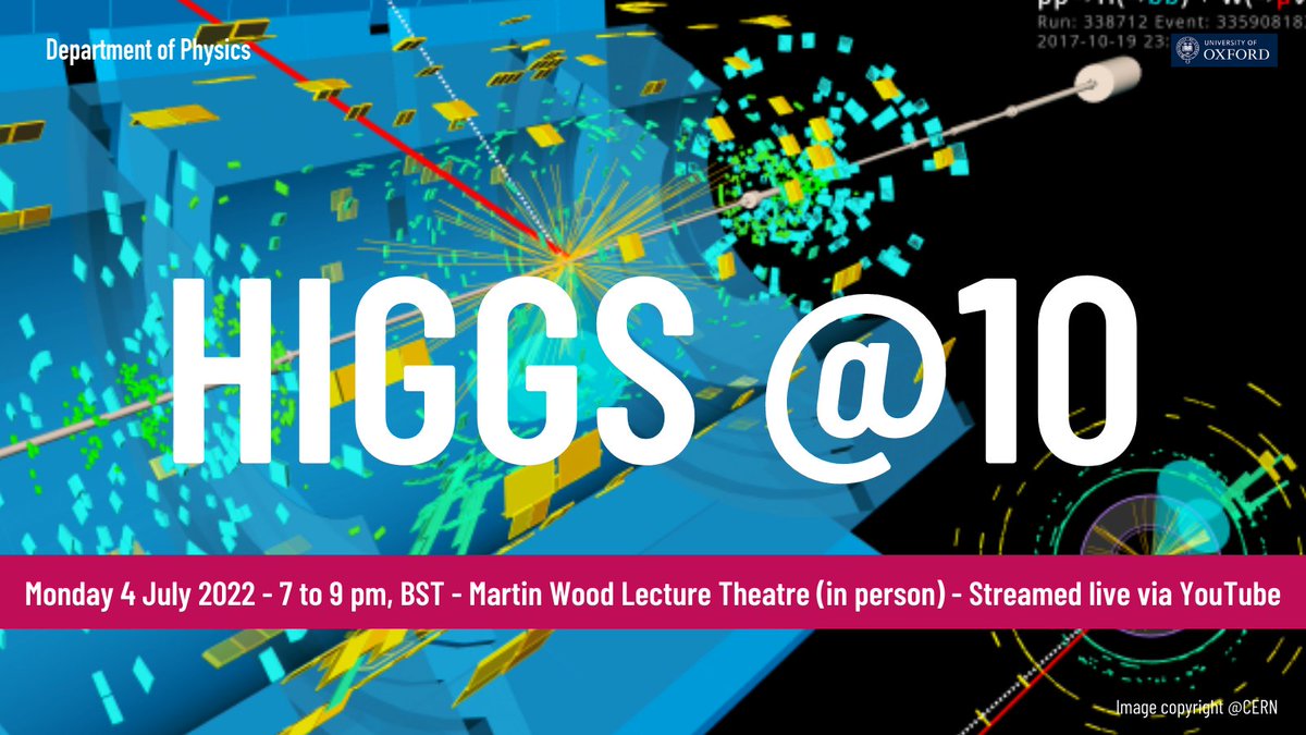 Celebrate the 10th anniversary of the discovery of the #HiggsBoson with us, 4 July, wherever you are, by joining us #live at 7-9pm BST via our YouTube channel to hear Prof <a href="/danielabortole2/">daniela bortoletto</a> (Head of #ParticlePhysics) and other researchers share their work  youtu.be/sDOlJ_t8k6g