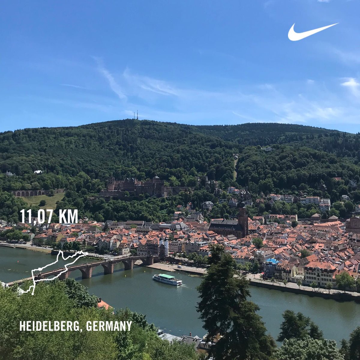 Sun was insane - Anyway, happy to add these 11k through beautiful Heidelberg to the #nctrun / #nctlauf ⁦@NCT_HD⁩