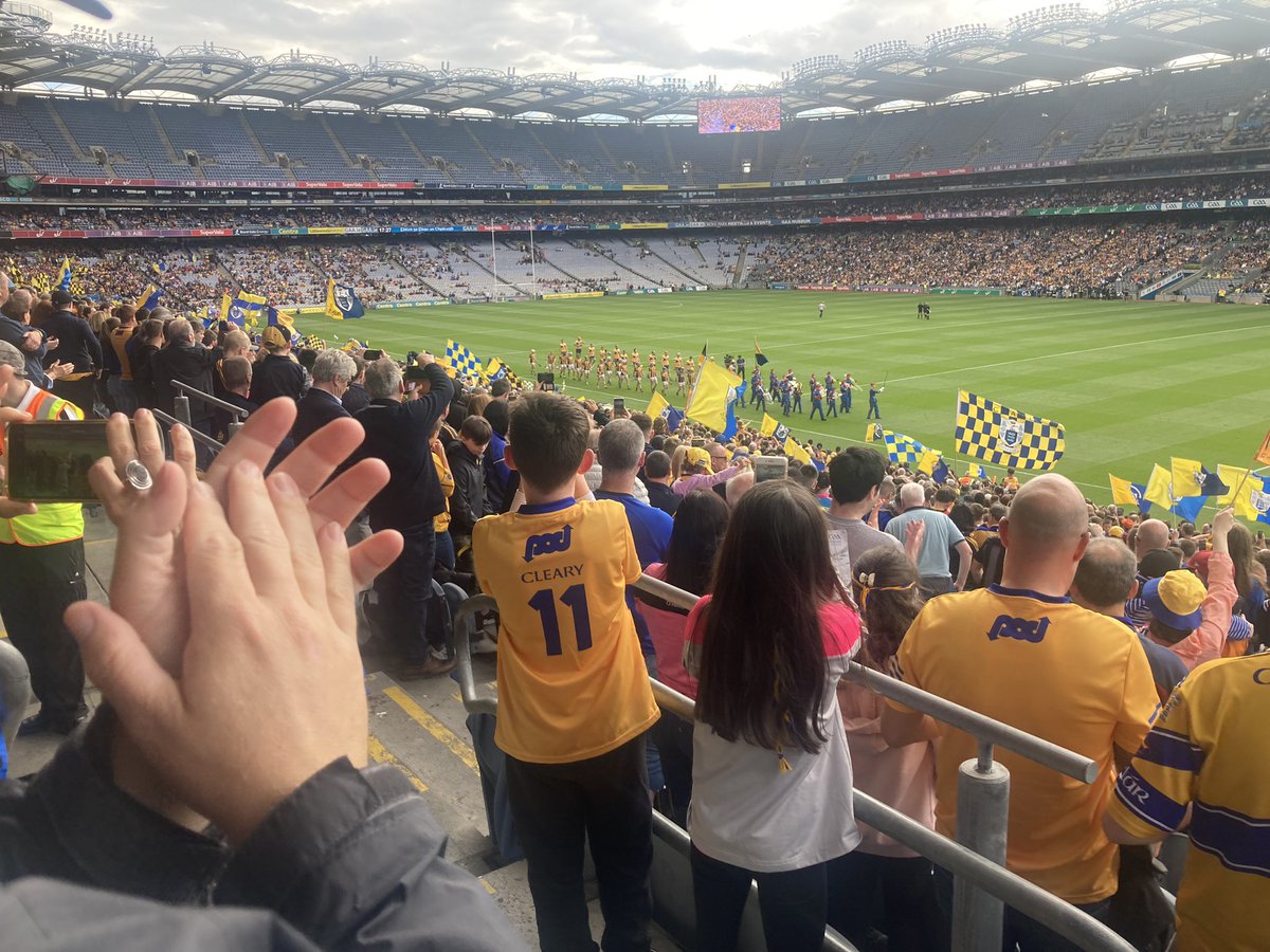 RichDefrancesco's tweet photo. Croke Park. Nick is either clapping for County Clare or the band leading the teams onto the field. https://t.co/lSs8RjOXPf