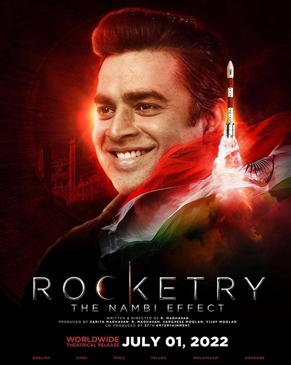 Dont miss this Masterpiece. 
<a href="/ActorMadhavan/">Ranganathan Madhavan</a> just nailed it. 
Probably one of the greatest movie in Indian Cinemas. My Rating - 5/5. 
Deserves a Oscar Nomination. 🙏❤️. 
#RocketryTheFilm #RocketryTheNambiEffectReview #RocketryTheNambiEffectOnJuly1 #Rocketry #RocketryReview