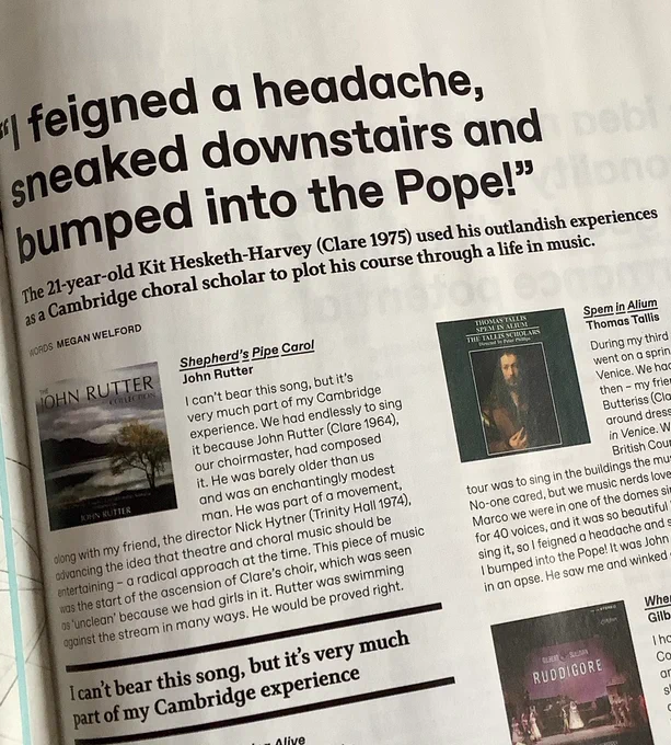 A page from Cambridge’s CAM alumni magazine.