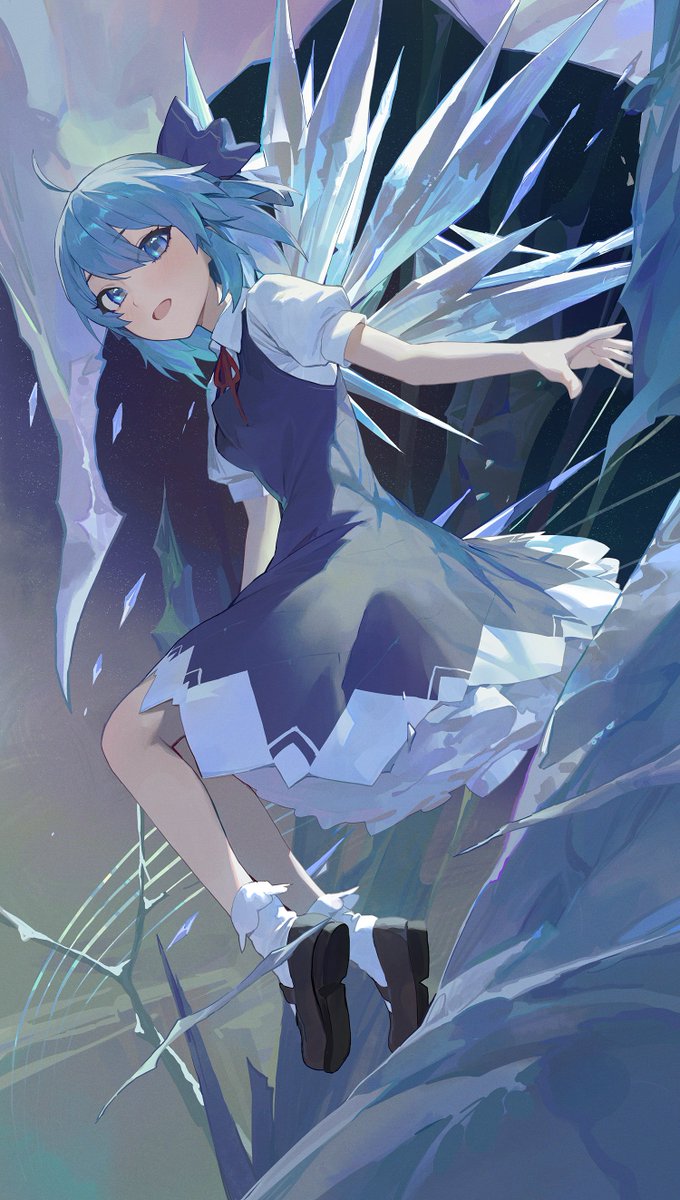 cirno 1girl solo blue eyes ice blue hair dress wings  illustration images