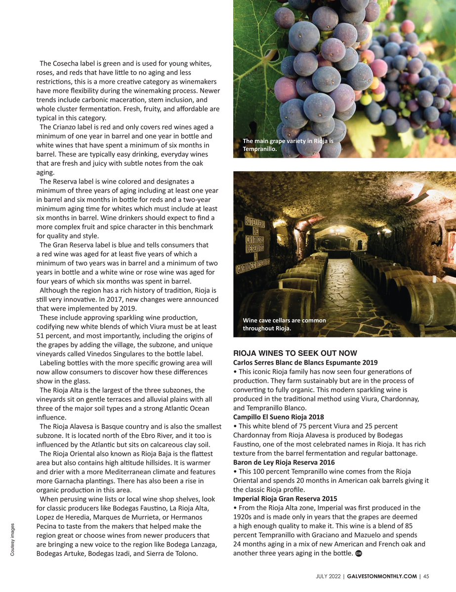 In the current issue of Galveston Monthly magazine. #Rioja 🍷<a href="/WinesofSpainSL/">Wines of Spain</a> 
galvestonmonthly.com/food-drink/spa…