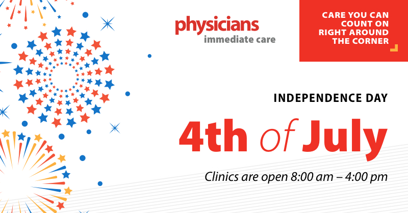 VisitPhysicians's tweet photo. Happy Independence Day! We are open tomorrow from 8:00 AM – 4:00 PM. All clinics will return to normal business hours Tuesday, July 5th. #4thofjuly #independenceday https://t.co/PFneoAXJEc